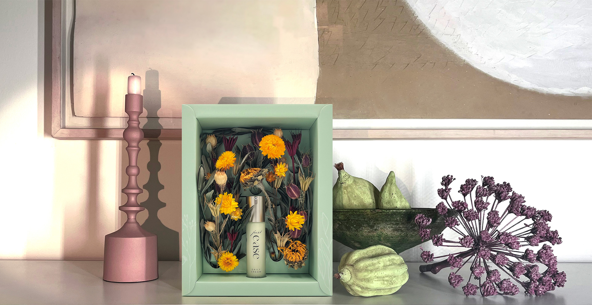 justease Influencer Verpackung mit Trockenblumen
